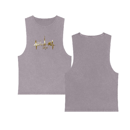 Tokyo Skyline Heartbeat Japanese Heart Love Tokyo Double Sided Mineral Wash Tank Tops