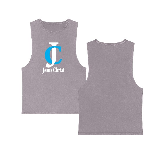 JC Jesus Christ Love Jesus Christian Christmas Double Sided Mineral Wash Tank Tops