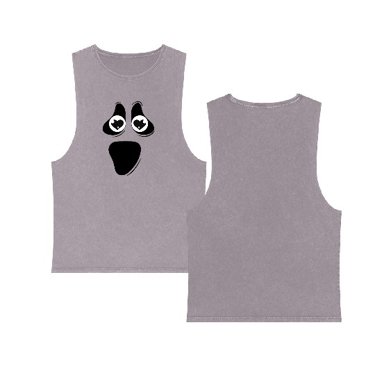 Cute Inlove Ghost Face Double Sided Mineral Wash Tank Tops