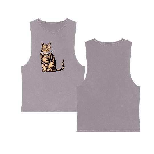 Cat Smoking Double Sided Mineral Wash Tank Tops