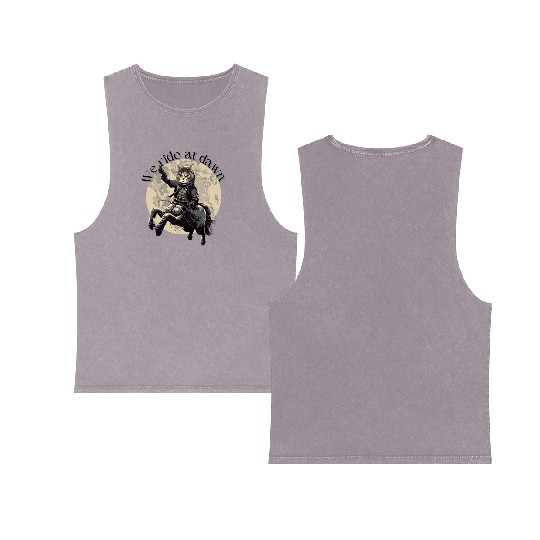 We ride at dawn! Cathorses! Double Sided Mineral Wash Tank Tops