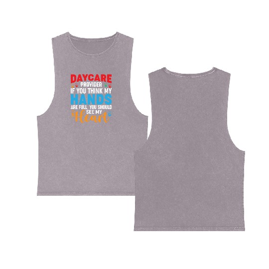 Daycare Provider Childcare Pre-k Teacher Appreciat Double Sided Mineral Wash Tank Tops