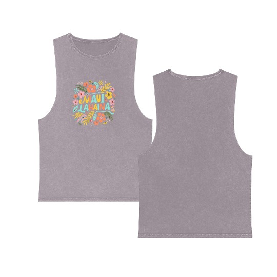 Maui Strong Lahaina Flower floral Double Sided Mineral Wash Tank Tops