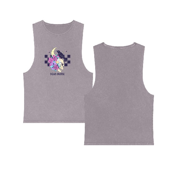 "Dead Inside" Halloween Double Sided Mineral Wash Tank Tops