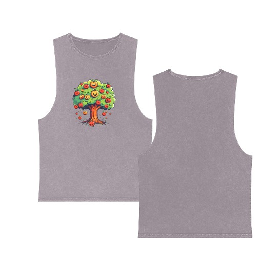 Apples Tree Fruit Orchard Apple Picking Cute Double Sided Mineral Wash Tank Tops