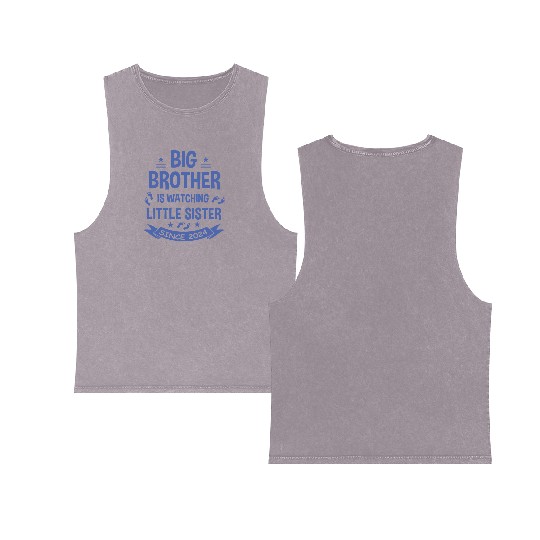 The big brother takes care of the little sister in Double Sided Mineral Wash Tank Tops