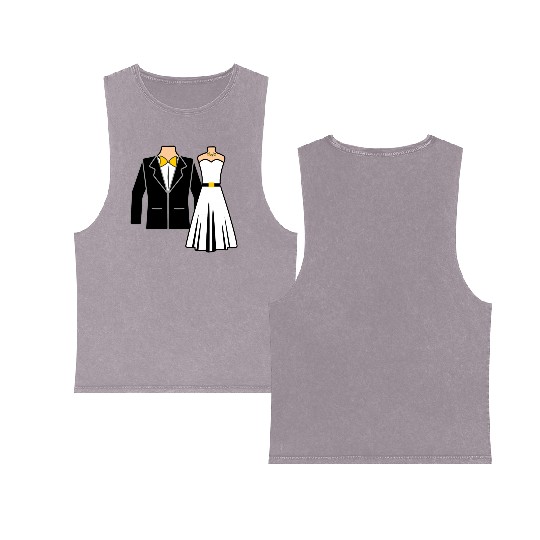 Wedding clothes bride groom Double Sided Mineral Wash Tank Tops