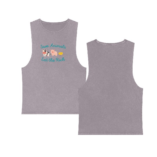 Save Animals Eat the Rich Double Sided Mineral Wash Tank Tops