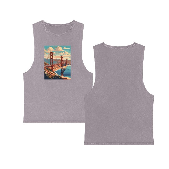 Golden Gate Bridge California Double Sided Mineral Wash Tank Tops Double Sided Mineral Wash Tank Tops, Golden