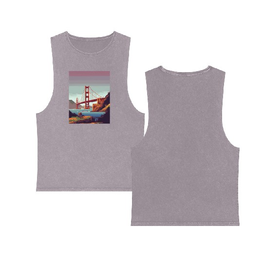Golden Gate Bridge California Double Sided Mineral Wash Tank Tops, Golden Gate