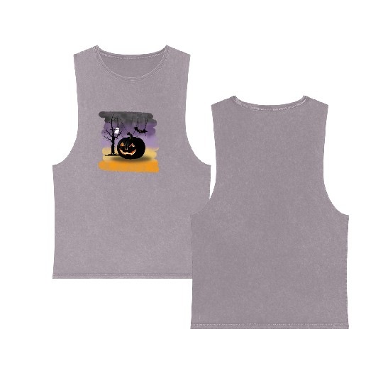 "The Midnight Pumpkin" Double Sided Mineral Wash Tank Tops