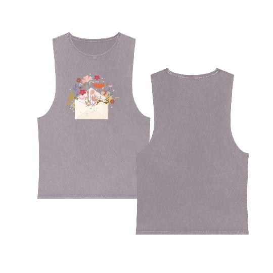 floral envelope with flowers and seal Double Sided Mineral Wash Tank Tops