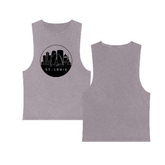St. Louis Missouri Skyline Double Sided Mineral Wash Tank Tops