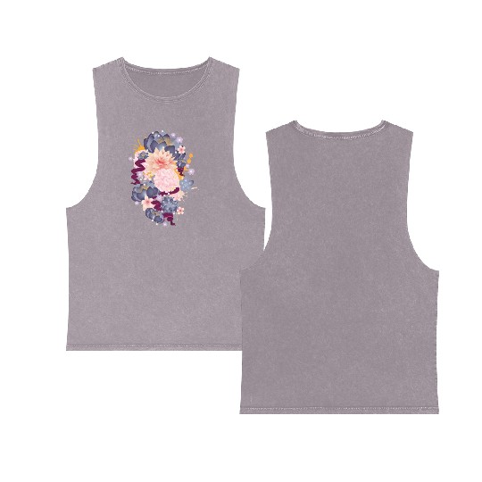 Composition of water lilies, hydrangeas & succulen Double Sided Mineral Wash Tank Tops