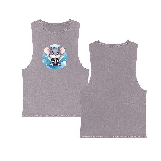 Mouse Angel Wings Rat Double Sided Mineral Wash Tank Tops