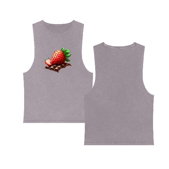 Sweet Temptation: Strawberry Meets Dark Chocolate Double Sided Mineral Wash Tank Tops