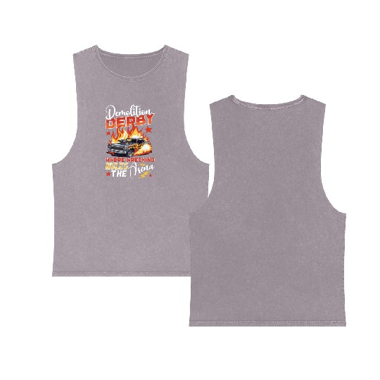 Demo Derby Demolition Derby Demolition Derby Lover Double Sided Mineral Wash Tank Tops