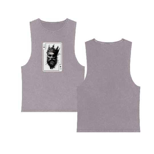 King Gothic Poker Card Game Horror Creepy Double Sided Mineral Wash Tank Tops
