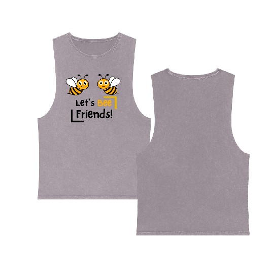 Lets Be Friends Kids' Crewneck Double Sided Mineral Wash Tank Tops,bee mine