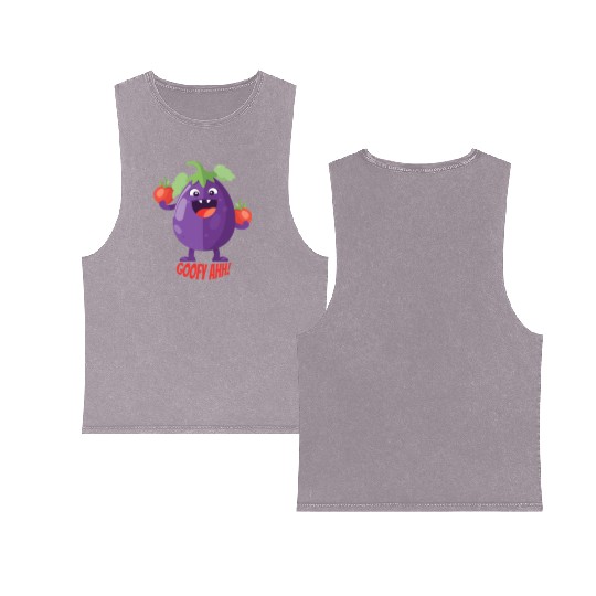 Eggplant Tomato Party Goofy Ahh Double Sided Mineral Wash Tank Tops