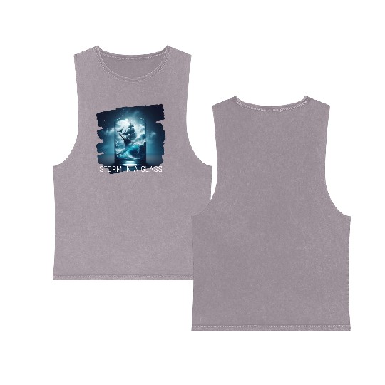 A storm in a glass with a ship Double Sided Mineral Wash Tank Tops