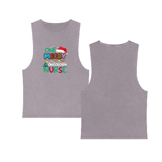 One merry Oncology Nurse Christmas Double Sided Mineral Wash Tank Tops