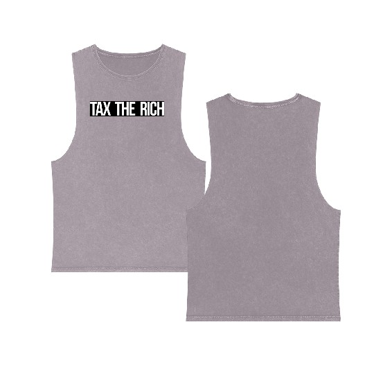 Tax The Rich white on black Double Sided Mineral Wash Tank Tops