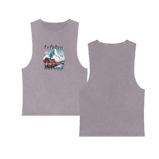 Lofoten Norway Nature Paradise Double Sided Mineral Wash Tank Tops