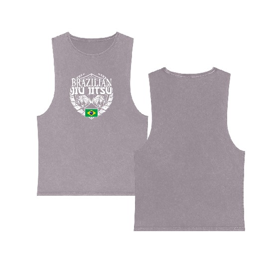 Brazilian Jiu Jitsu Brazilian flag BJJ Double Sided Mineral Wash Tank Tops