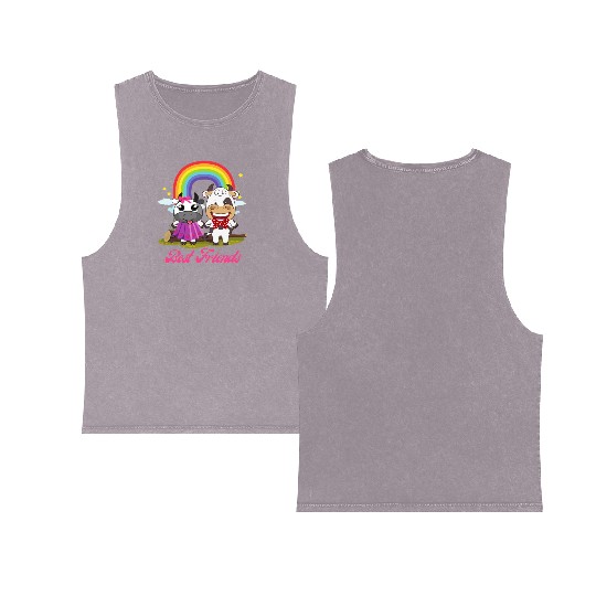 Cow Mooey Cute Strawberry Cow Best Friends Double Sided Mineral Wash Tank Tops