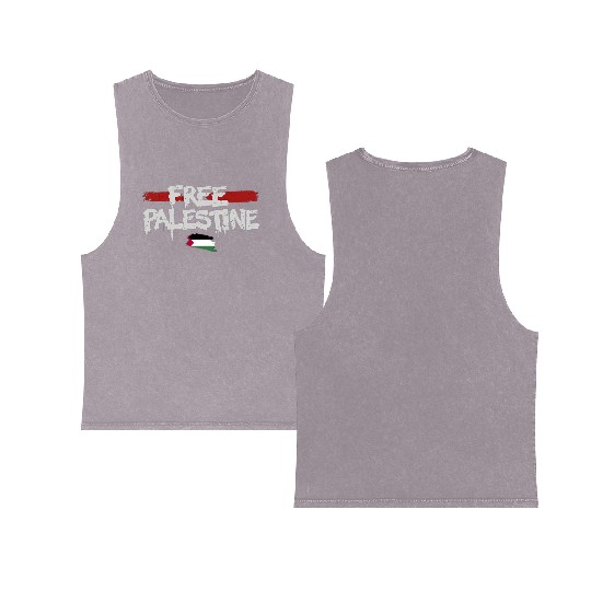 graffiti free palestine Double Sided Mineral Wash Tank Tops