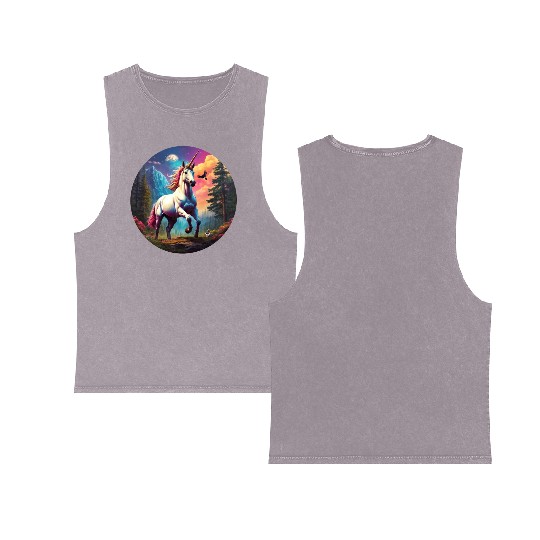 Majestic Rainbow Unicorn Double Sided Mineral Wash Tank Tops