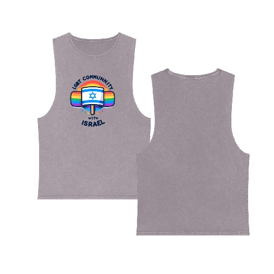LGBTQ community STANDS WITH ISRAEL Double Sided Mineral Wash Tank Tops