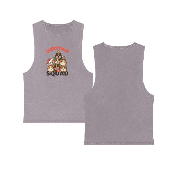 Guinea Pig Christmas Tree Christmas Squad Double Sided Mineral Wash Tank Tops