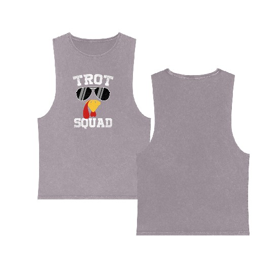 Running Turkey Sunglasses Trot Squad Thanksgiving Double Sided Mineral Wash Tank Tops