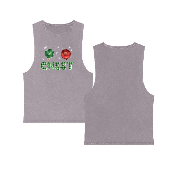 Chest Nuts Christmas Couple Funny Matching Double Sided Mineral Wash Tank Tops