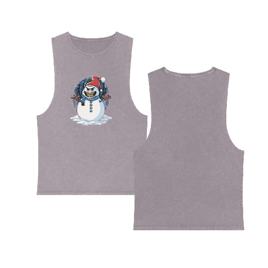 frosty snowman creepy Double Sided Mineral Wash Tank Tops