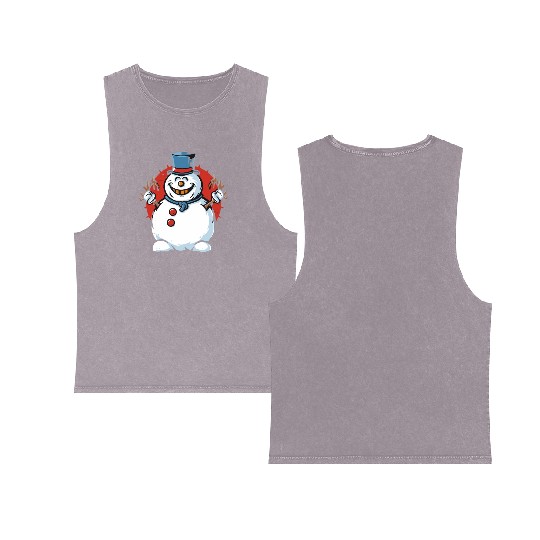 frosty snowman creepy Double Sided Mineral Wash Tank Tops