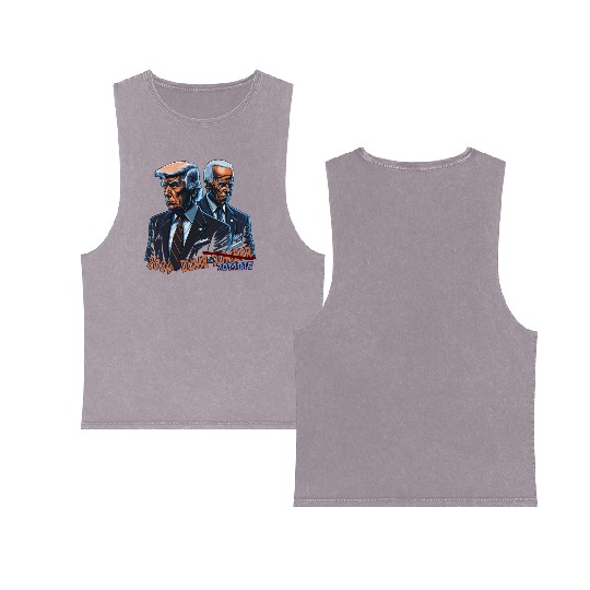 Election 2024: Dumb or Dumber Ed. - Trump vs Biden Double Sided Mineral Wash Tank Tops