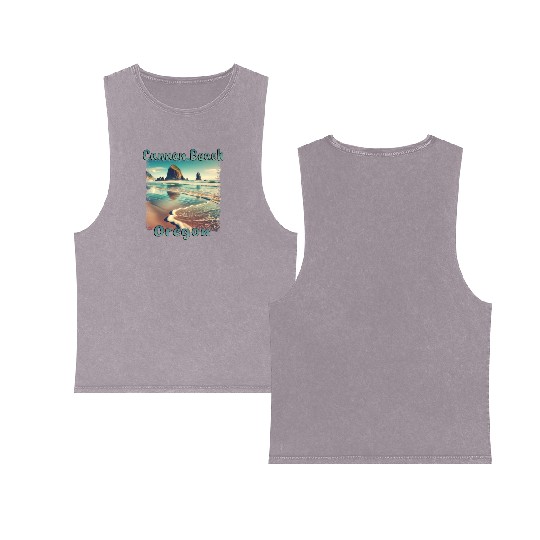 Cannon Beach, Oregon, USA - Relaxing Seaside Double Sided Mineral Wash Tank Tops