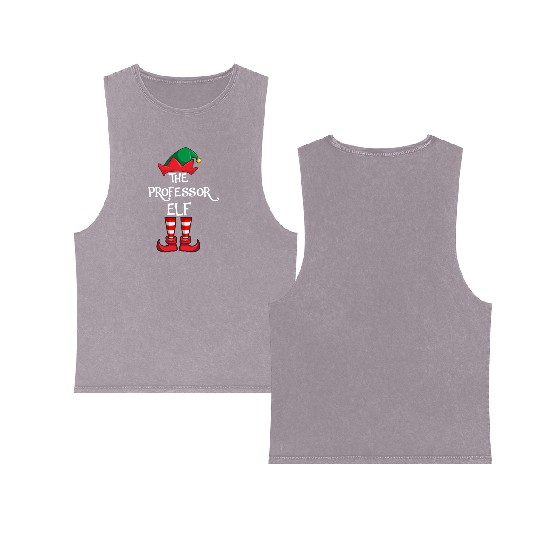 Professor Elf Matching Family Christmas Teacher Double Sided Mineral Wash Tank Tops