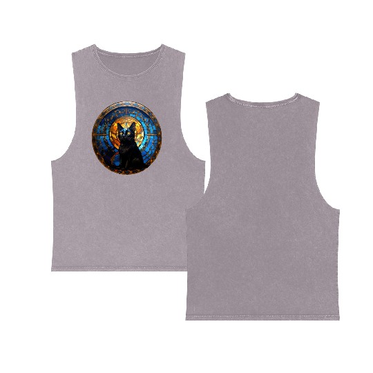 Bombay cat in stained glass Double Sided Mineral Wash Tank Tops