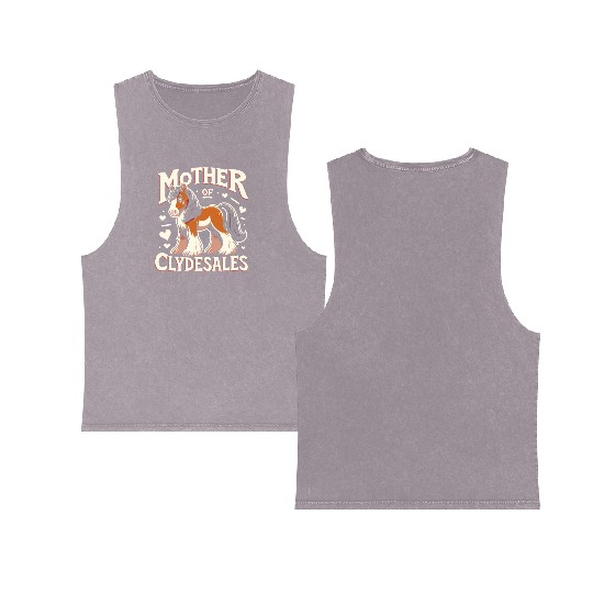 Draught Horse Lover Giant Horse Breed Clydesdale Double Sided Mineral Wash Tank Tops