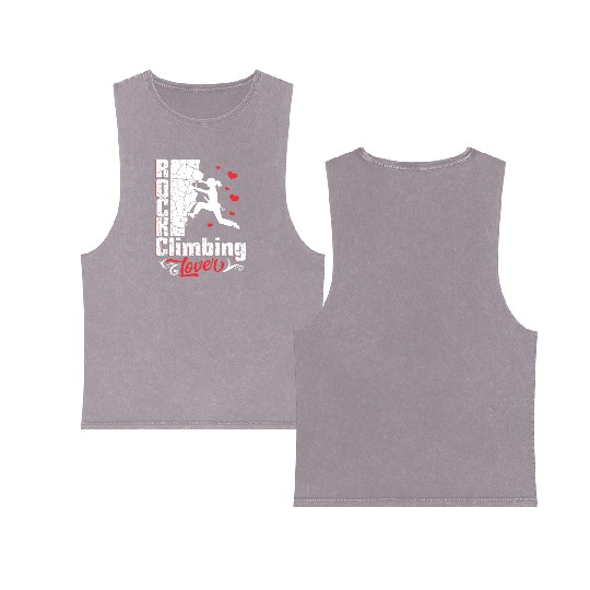 Rock Climbing Lover Double Sided Mineral Wash Tank Tops