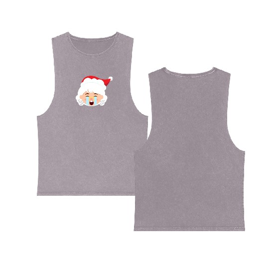 Mrs Claus Emoticons Crying Out Loud Christmasfunny Double Sided Mineral Wash Tank Tops