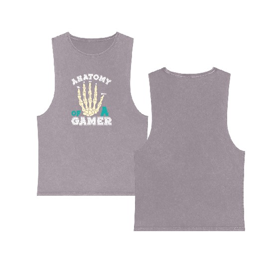 Anatomy of a Gamer Gaming Hand Video Game Double Sided Mineral Wash Tank Tops