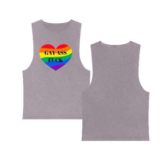 Rainbow Heart Gay Double Sided Mineral Wash Tank Tops