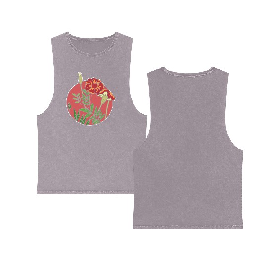 Mexican Marigold Nature Lover Gift Double Sided Mineral Wash Tank Tops