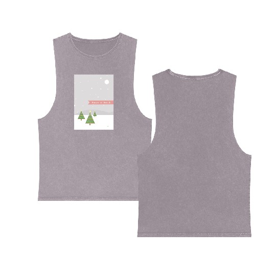 Peace On Earth Christmas Trees Falling Snow Winter Double Sided Mineral Wash Tank Tops