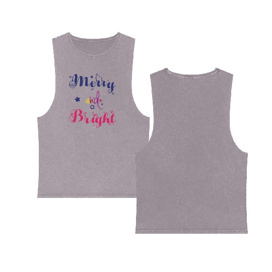 Merry and Bright Christmas Double Sided Mineral Wash Tank Tops